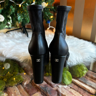 CHANEL Interlocking CC Logo Sock Boots 36.5