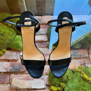 LOUBOUTIN Black Leather Strappy Heels SZ 39.5 (US SZ 9.5)