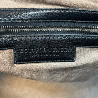 BOTTEGA VENETA Black Gray Beige Intrecciato Leather Satchel Bag