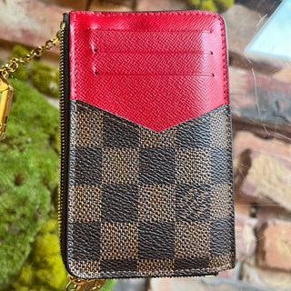 LOUIS VUITTON Damier Ebene w/ Red Card Holder