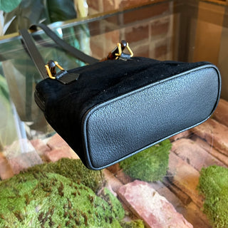 GUCCI Vintage Mini Black Suede Bamboo Top Handle Bag