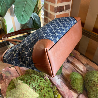 GUCCI Ophidia Medium GG Denim Shopping Tote Bag