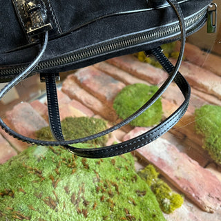 FENDI Bauletto Mini Black Suede Satchel Bag