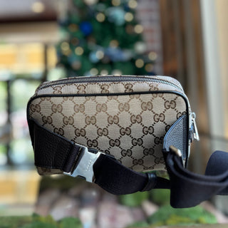 GUCCI Beige GG Monogram Canvas Belt Bag
