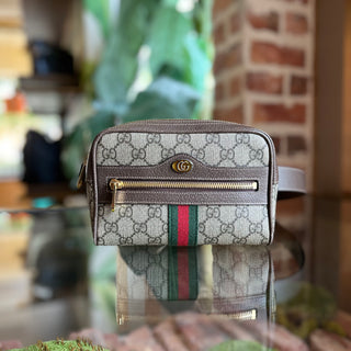 GUCCI Ophidia Beige Ebony GG Supreme Monogram Canvas Belt Bag SZ75/30(2US)