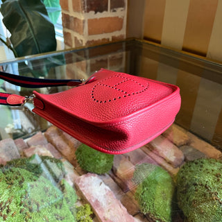 HERMES Evelyne TPM Red Clemence Leather Crossbody