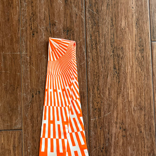 HERMES Orange White OP H Silk Twilly