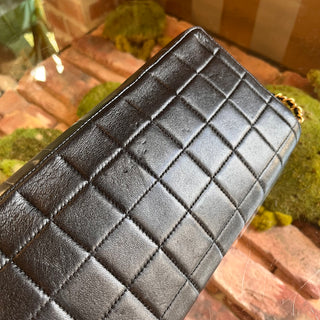 CHANEL East West Chocolate Bar Flap Black Lambskin Shoulder Bag
