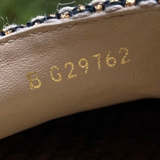 CHANEL CC Gold Black Tweed Grosgrain Espadrilles SZ 41 (US 11)