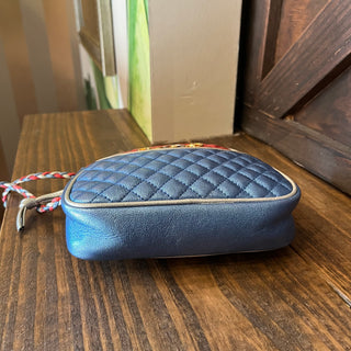 GUCCI Trapuntata Mini Blue Red Quilted Metallic Leather Crossbody Bag
