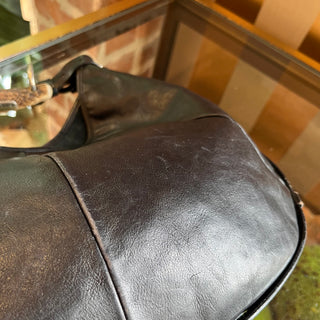 SAINT LAURENT Mombasa Horn Black Leather Vintage Hobo Bag