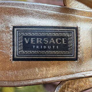 VERSACE Metallic Gold Leather Medusa Heels SZ 36 (US 6)
