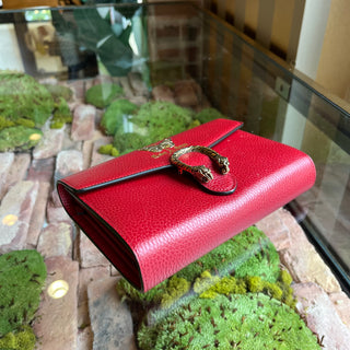 GUCCI Garden Dionysus Mini  Wallet On Chain Red Leather Crossbody Bag