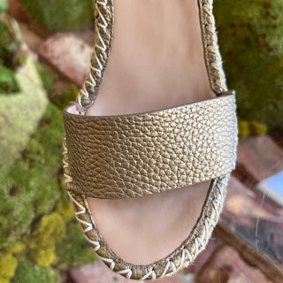 VALENTINO Metallic Double Rockstud Espadrilles Wedges SZ 38 (US 8)