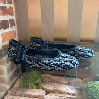 DIOR Poeme Velvet Oblique Laced Ballerina Flats SZ 38.5 (US 8.5)