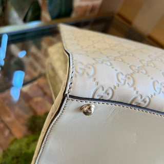 GUCCI Piston Guccissima White Leather Tote