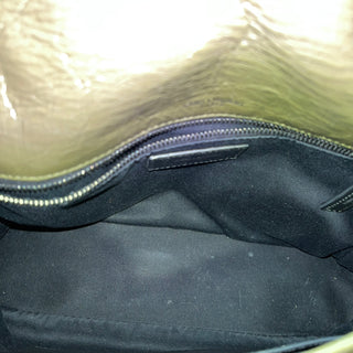 SAINT LAURENT Medium Niki Green Quilted Crinkled Leather Shoulder Bag