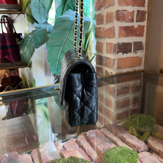 CHANEL Square Camera Black Caviar Leather Crossbody Bag