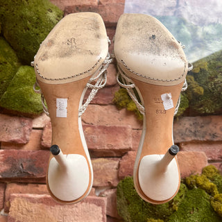 GUCCI Braided White Leather Kitten Heels SZ 8.5