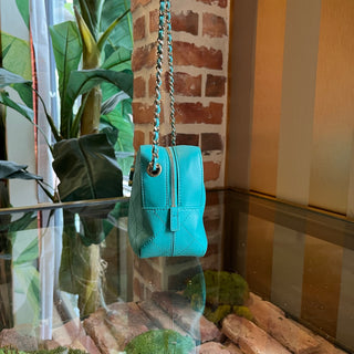 CHANEL Camera Case Turquoise Enamel Stitched Calfskin CC Crossbody