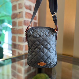 MZ WALLACE Metro Gray Quilted Nylon Crossbody