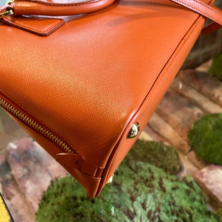 PRADA Promenade Orange Saffiano Lux Dome Top Handle