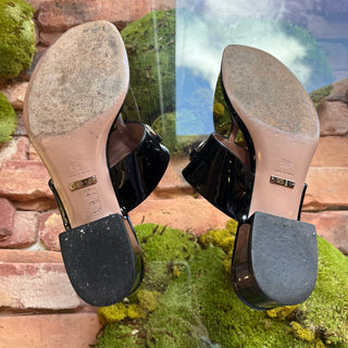 GUCCI Black Patent Leather Horsebit Sandals SZ 36 (US 6)