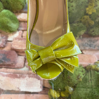 VALENTINO Green Bow Patent Leather Espadrilles SZ 36 (US 6)