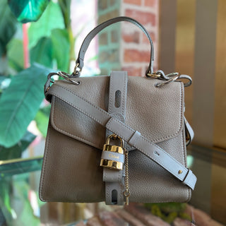 CHLOE Aby Day Medium Gray Shiny Grained Calfskin Shoulder Bag