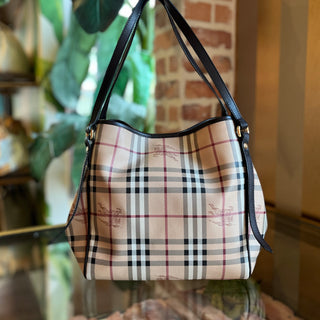 BURBERRY Small Canterbury Beige Haymarket Check Tote Bag