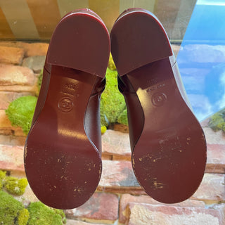 CHANEL CC Burgundy Leather Booties SZ 36.5 (US 6.5)