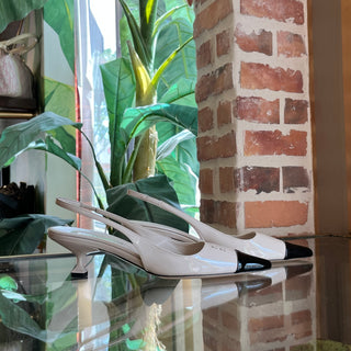 MIU MIU Beige Black Pointed Toe Slingback Heels sz36.5(6.5US)