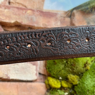 GUCCI GG Brown Calfskin Tooled Leather Belt SZ 90/36