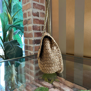 SAINT LAURENT Niki Medium YSL Raffia Shoulder Bag