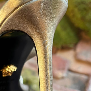 VERSACE Metallic Gold Leather Medusa Heels SZ 36 (US 6)