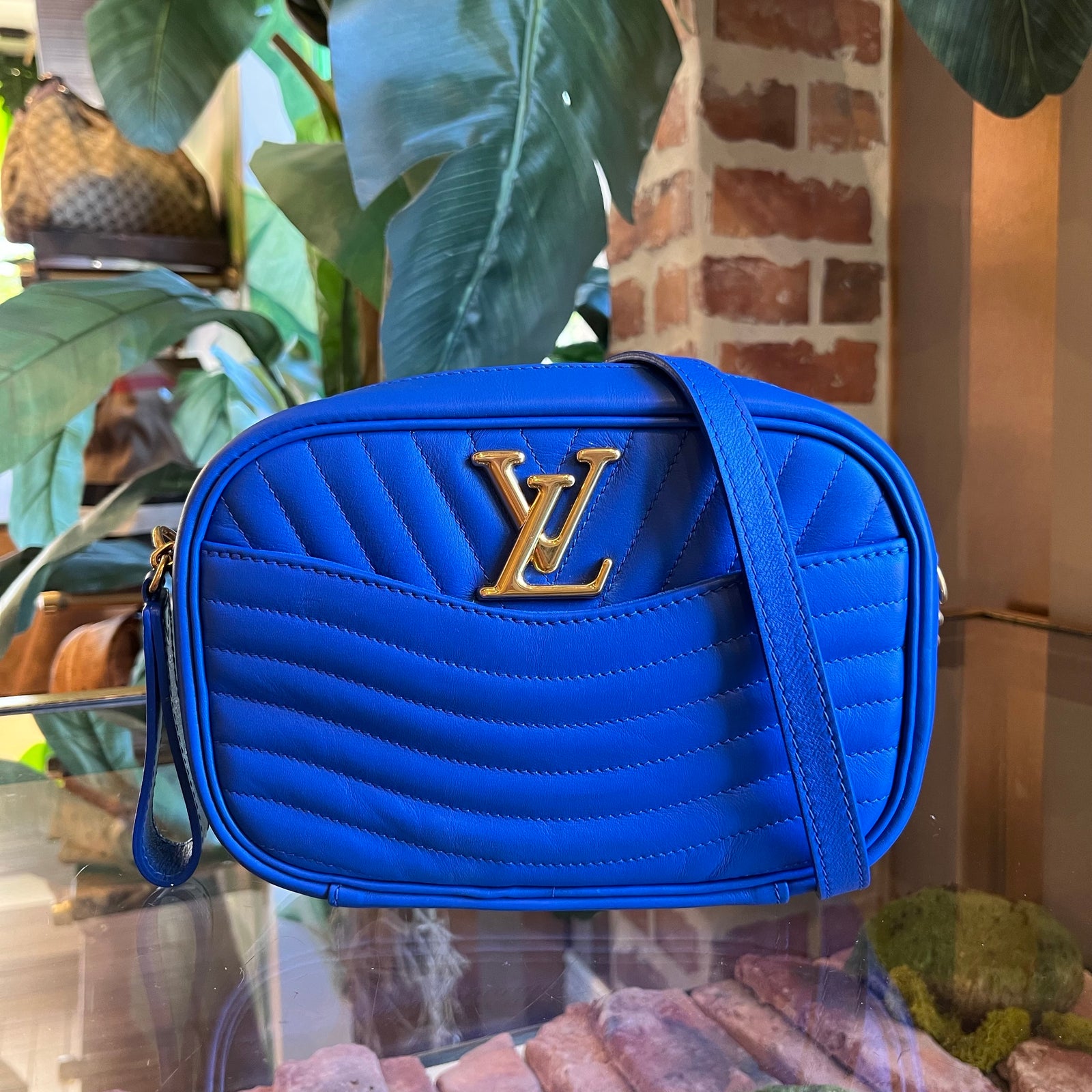 Navy Blue Togo and Vachetta Leather - Mini Boston bag