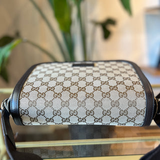 Gucci Monogram Flap Messenger Bag