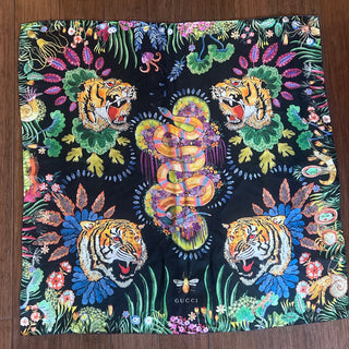 GUCCI Tiger & Kingsnake Silk Scarf