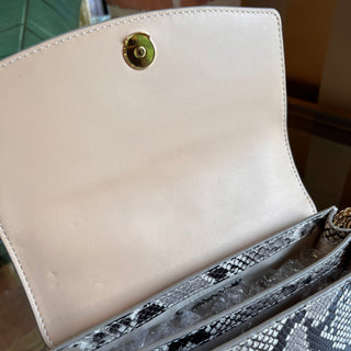 TORY BURCH Parker Convertible Snake Skin Embossed Leather Shoulder Bag