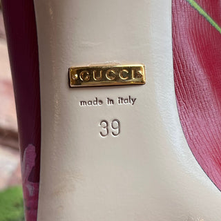 GUCCI Red Calfskin Blooms Pumps SZ 39 (US 9)