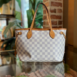 LOUIS VUITTON Neverfull PM Damier Azur Canvas Tote Bag