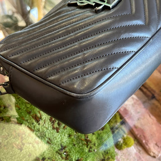 SAINT LAURENT Lou Dusty Grey Matelassé Monogram Calfskin Camera Bag