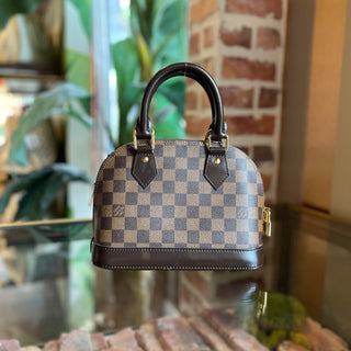 LOUIS VUITTON Alma BB Damier Ebene Canvas Top Handle Bag