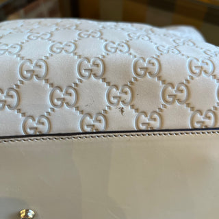 GUCCI Piston Guccissima White Leather Tote