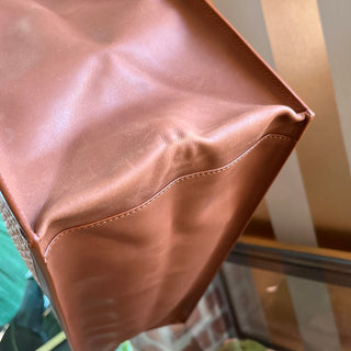 SAINT LAURENT Rive Gauche Raffia Linen Calfskin Tote