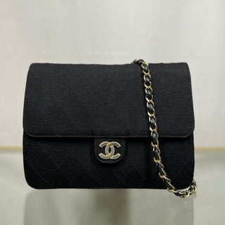 CHANEL Jersey Quilted Medium Black Single Flap TS3787