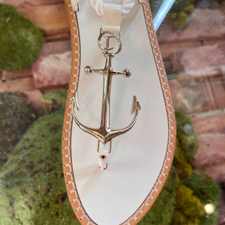 DIOR Anchor Patent Leather Cream Sandals SZ 38 (US 8)