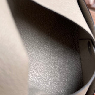 HERMES Calvi Beige Leather Card Case