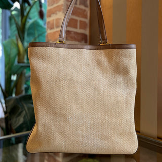FURLA Beige Brown Rattan Tote