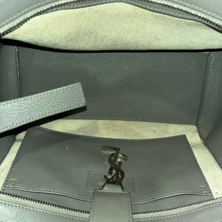 SAINT LAURENT Baby Monogram Downtown Cabas Gray Leather 2-Way Tote